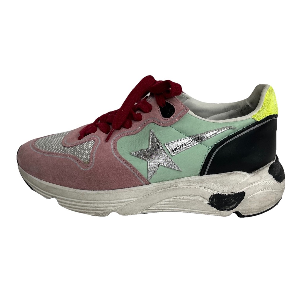 Golden Goose Running Sole Sneaker Shoe 36 US 5.5/6 Pink/Mint Green/Black